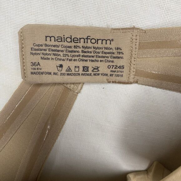 NWT Maidenform The Smooth Bra Strapless Underwire Lightly Padded Women 36A Beige - Picture 4 of 5